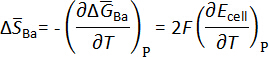 Значення ЕРС ба-бі сплавів, відносно чистий Ba (s), виводяться як функція температури на кожен електрод композиція, як показано на малюнку 7, для вибраного ба-бі сплавів (x Ba = 0,05 - 0,25) 5