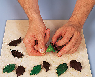 Діставайте їх звідти по одному і, тримаючи двома пальцями за черешок, відліплювати від них шоколадні «листя», обережно потягнувши догори