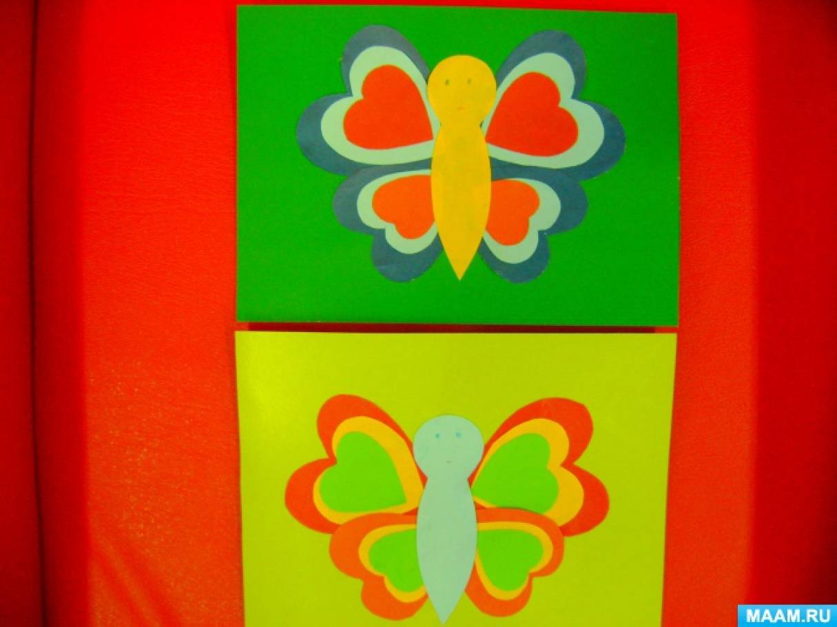 Аплікація з сердечок «Метелики»   Продовжуємо з дітьми займатися творчістю
