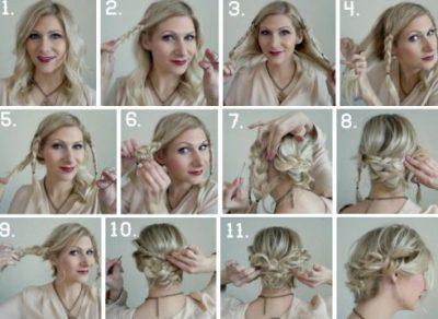 На фото - як зібрати хвилясте волосся своїми руками: